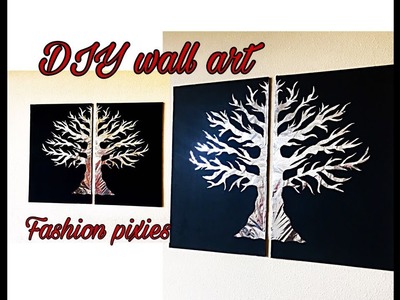 DIY aluminum foil tree wall art.Diy wall hanging craft.fashion pixies