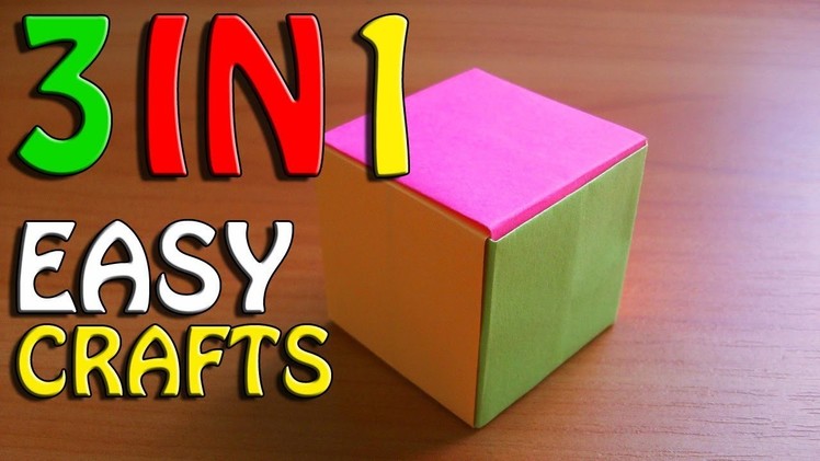 DIY How To Fold An Easy Paper Cube Without Glue. Holder and Gift Box. Cute Crafts