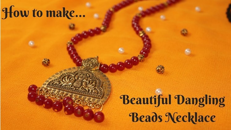 #Durga Puja 1: How To Make Beautiful Dangling Beads Oxidised Necklace|| Ananya  Mondal