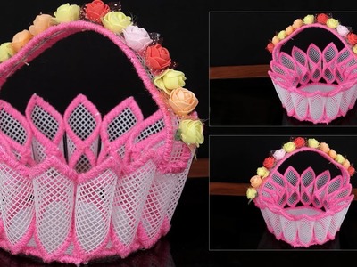 Easy Decorative Basket | DIY Net Fabric Basket | How to make Decoration Basket at Home