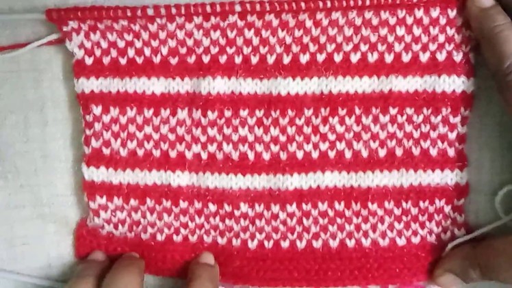 Easy Two color knitting pattern no.87|Hindi