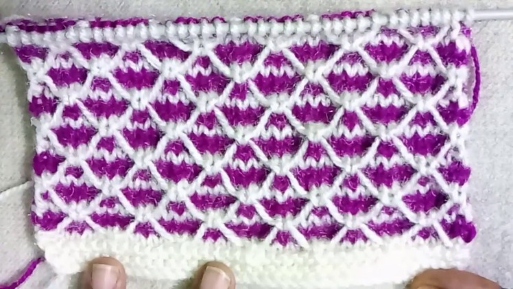 Easy Two color knitting pattern no.88|Hindi