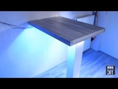 How to Build a Bar Table Laminate Solid Top Leg LED Light DIY