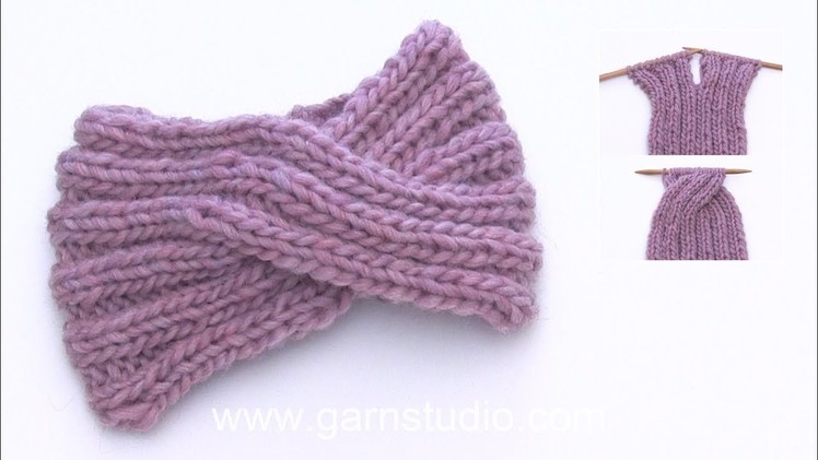 How to knit a head band with a cable mid front.