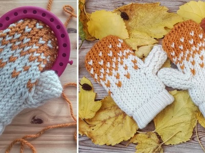 HOW TO KNIT LITTLE HEARTS MITTENS ON ROUND LOOM