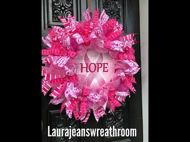 How to make a Cancer Awareness Wreath in poof, ruffles, & rolls