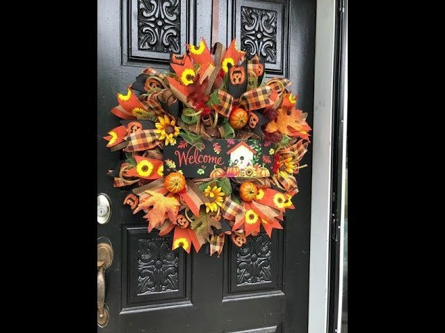 How to make a Fall Welcome Wreath in poofs, ruffles,& rolls