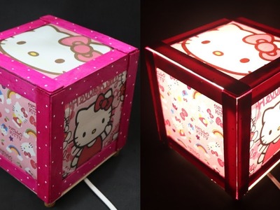 How to make a Hello kitty night lamp with ice -Cream Stick. How to make a lampshade, lanterns