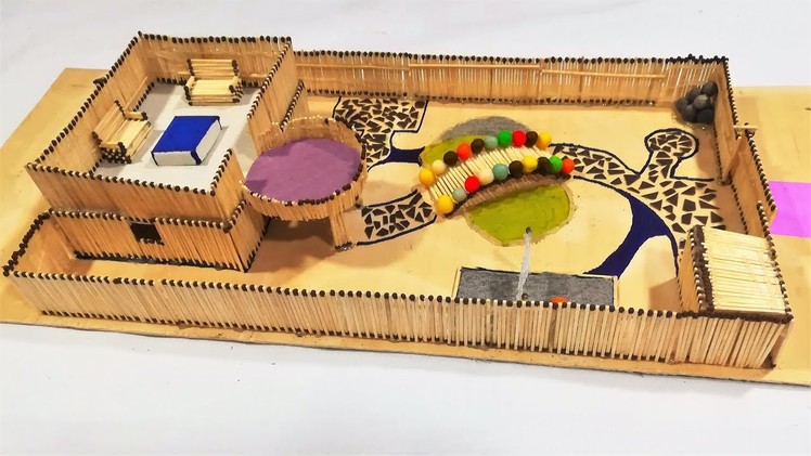 How to Make a House with a Japanese Style Garden Using Matchsticks