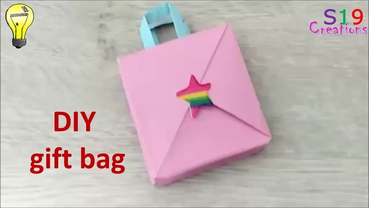 How to make a mini gift bag | paper crafts | origami | kids paper craft ideas to make at home