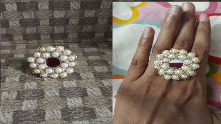 How to make a pearl ring at home. Silk thread ring for finger. Latest designs ring.