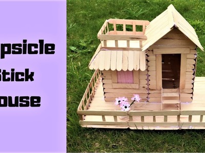 How to make a popsicle stick house-Popsicle stick house tutorial