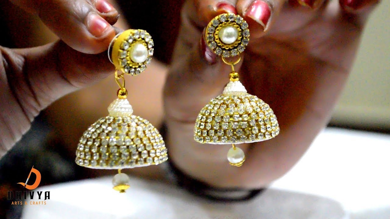 How to make earrings at home | Bridal pearl drop earrings | Silk Thread Jhumkas | #DIY | #125