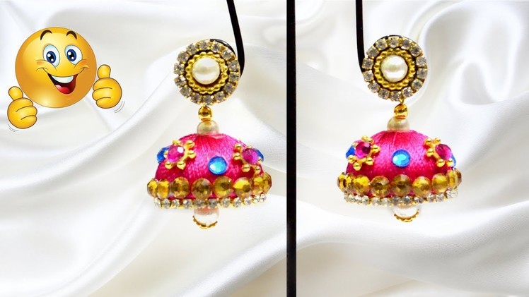 How to make earrings | silk thread jhumkas | | jewellery making | #diy | #133