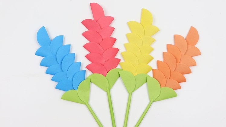 How to Make Easy & Beautiful Heliconia Paper Flower Stick Paper Flowers Making with Color Paper DIY