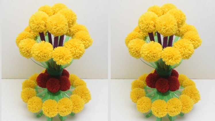 How to make Flower Vase with Wool_DIY New Design Woolen Guldasta_Waste Plastic Bottle Guldasta