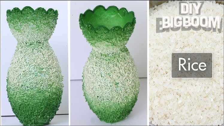 How to make flower vase with plastic bottle | Unique idea from rice | DBB