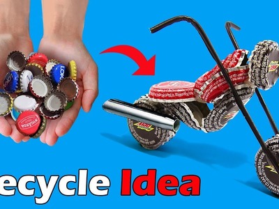 How To Make Harley Davidson Motobike From Cap Bottles- DIY Hamster