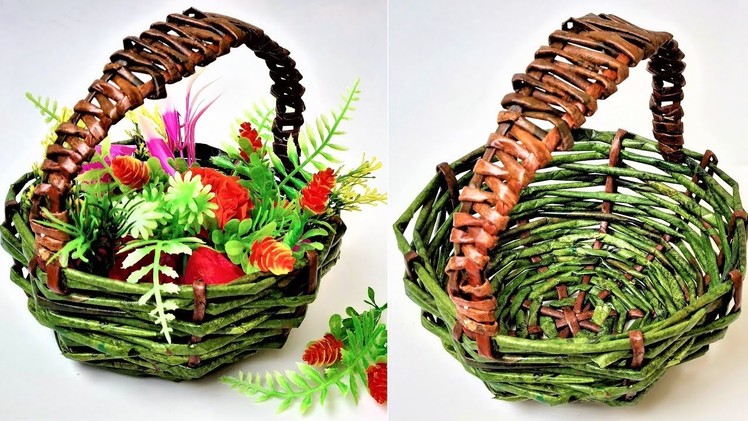 How To Make Newspaper Basket | DIY Newspaper Flower Basket | Newspaper Crafts