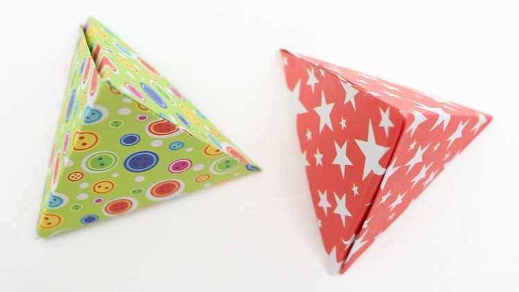 How to Make Origami Pyramid Shape Gift Box with Paper Origami Tetrahedron Tripyramid Box Tutorial