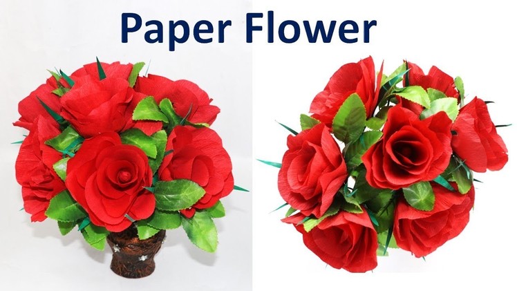 How to make paper flower at home || DIY Crepe Paper Rose  ||