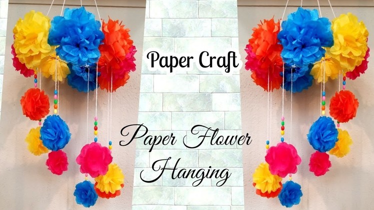 How to make paper flower windchime | DIY paper flower wall hanging