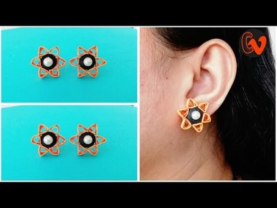 How To Make Quilling Stud Earrings Tutorial. Paper Quilling Earrings. Design 35