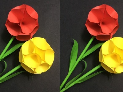How To Make Round Paper Flower | Making Paper Flowers Step by Step | DIY-Paper Crafts