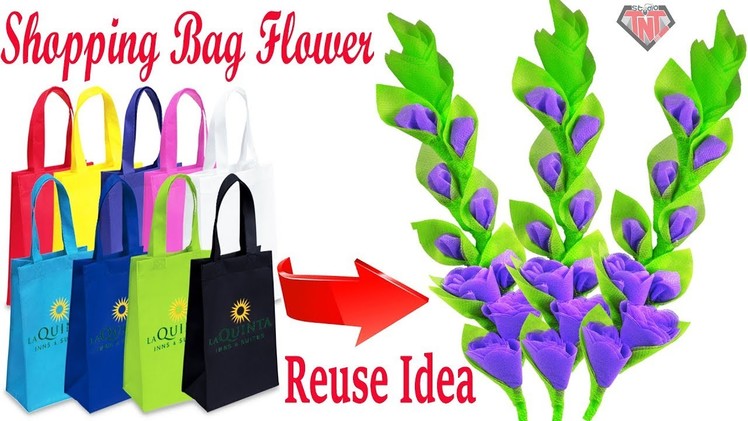 How to make stick flower using waste shopping bags || Best out of waste easy Craft