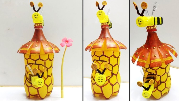 Recycled Art Ideas for Kids - How to Make a Honey Bee House With Plastic Bottles - Best out of Waste