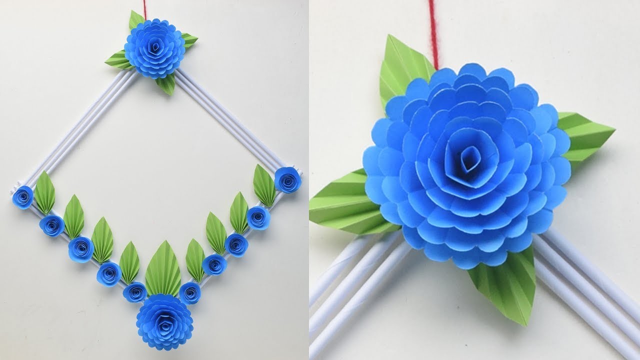 Wall Decoration ideas, How To Make Easy paper flower wall hanging, Diy