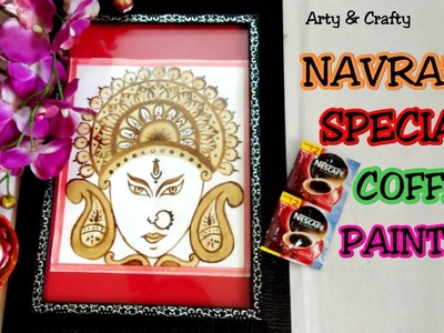 Coffee Painting Durga Maa Face.How to Draw Durga Mata. Durga Maa Drawing Step by Step