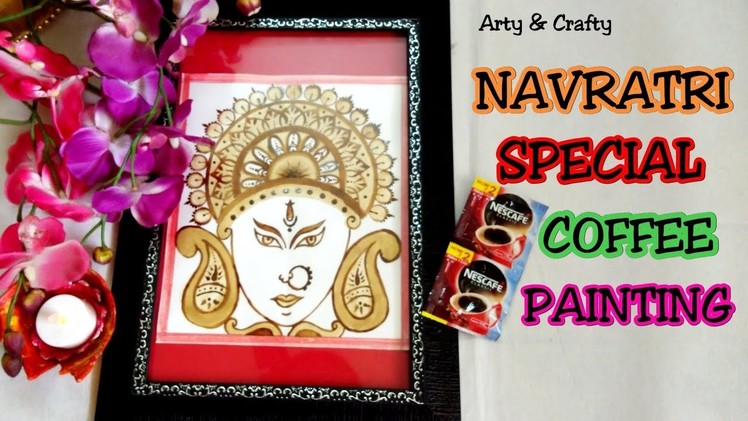 Coffee Painting Durga Maa Face.How to Draw Durga Mata. Durga Maa Drawing Step by Step