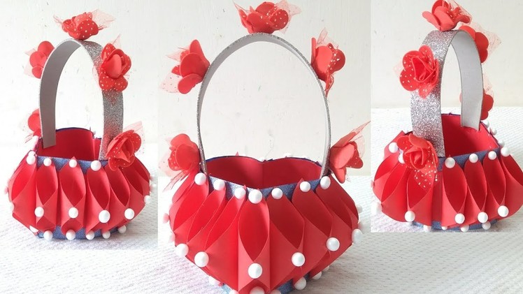 DIY Paper Basket.How to make Beautiful Heart shape Basket.Make basket using Plastic bottle & Paper