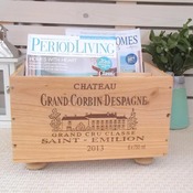 French wooden wine box magazine rack