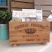 French wooden wine box magazine rack