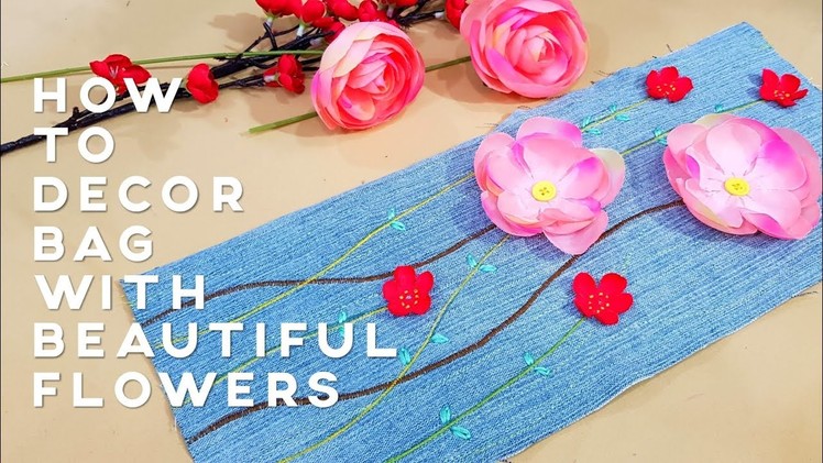 How to decor bag with beautiful flowers | 这样设计包包好特别！全世界只有你有的包包！#HandyMum ❤❤