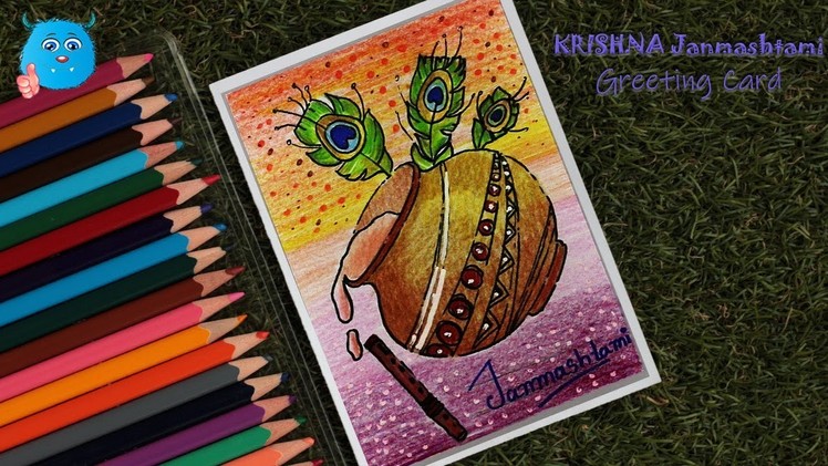 How to Draw Krishna Janmashtami Greeting Card, Poster Idea for Beginners