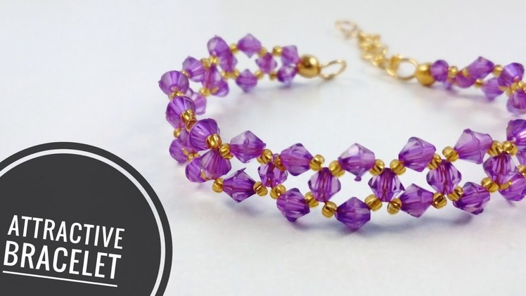 How to Make Crystal Bracelet. Swarovski Bracelet. Swarovski Purple Crystal Beads Bracelet patterns