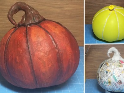 How To Make DIY Paper Mache Halloween Pumpkin  (school project craft idea)