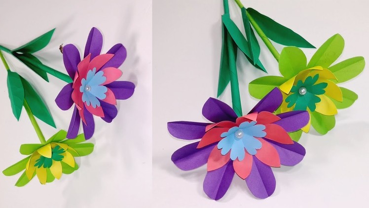 How to Make Easy Making Paper Stick Flower at Home | Paper Flowers | Jarine's Crafty Creation