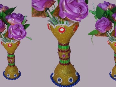 How to make flower vase with plastic bottle ||best out of waste plastic bottle ||dustu pakhe