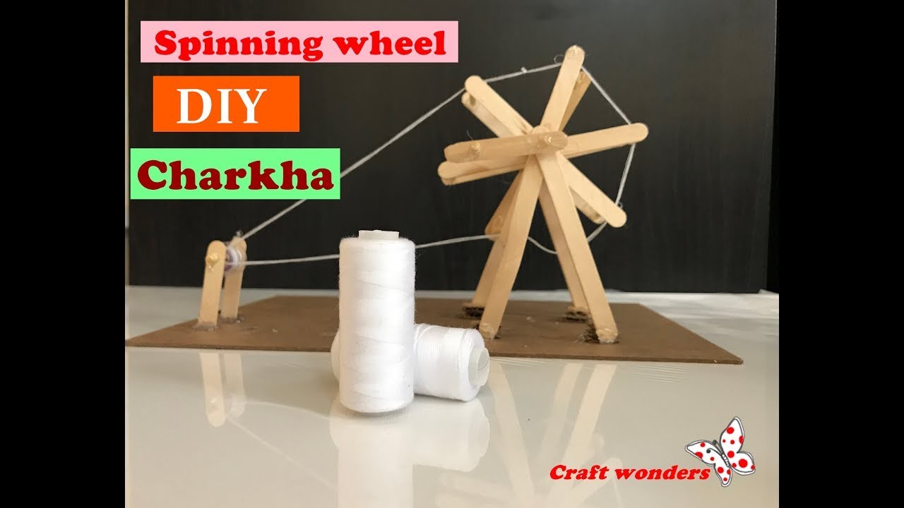 How to make Miniature Charkha using popsicles sticks. Gandhi Jayanti ...