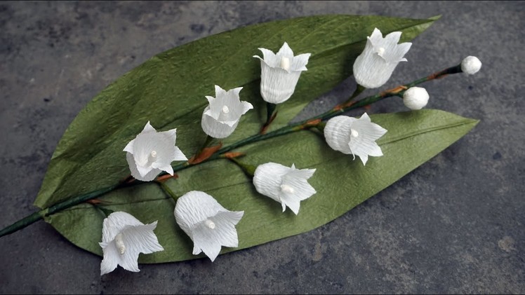 How to make paper flower from crepe paper. Lily Of The Valley flowers paper (bell flower)
