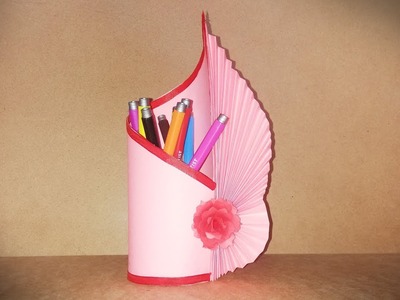 How To Make Paper Flower Vase at Home making step by step simple paper craft