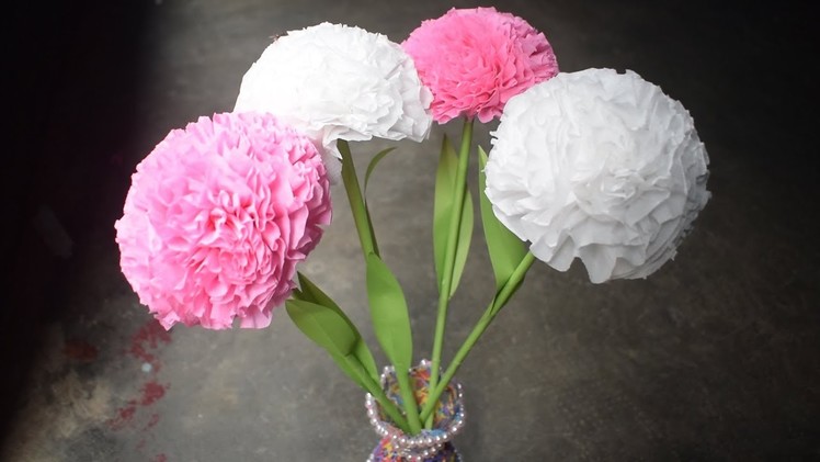 How To Make Round Tissue Paper Flower_DIY Paper Craft