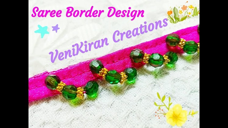 How to Make Saree border.Kuchu design with Beads @ Home - Design 71::Tutorial