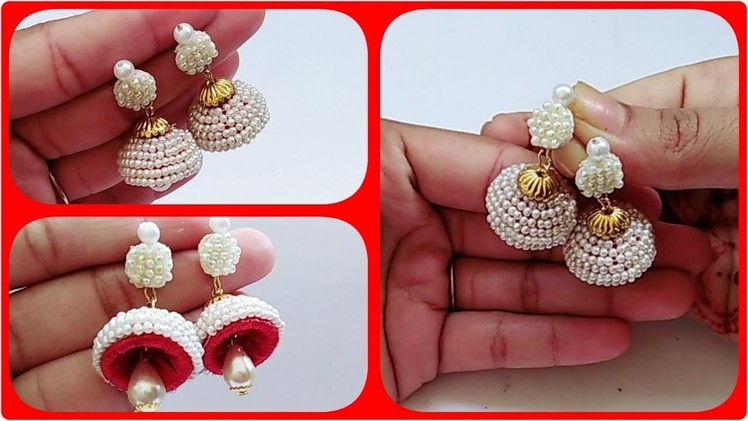 How To Make Silk Thread  Pearl Earrings.Pearl Jumkas