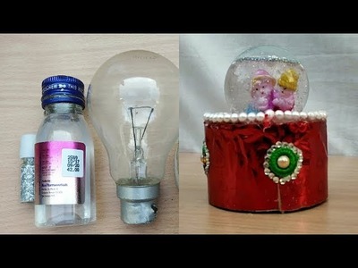 HOW TO MAKE SNOW GLOBE FROM WASTE FUSE BULB || BULB CRAFT IDEA || BEST OUT OF WASTE