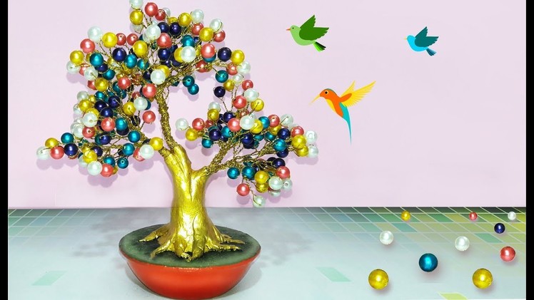 How to make tree with Pearl,Wire | how to make artificial bonsai tree at home | Pearl tree tutorial.